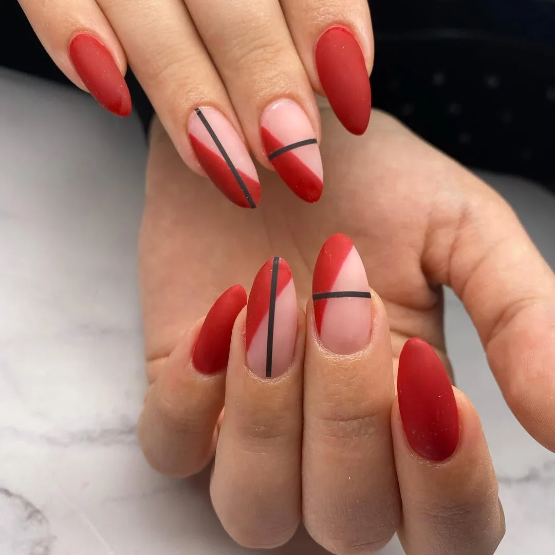 18 Cute and Classy Red and Pink Nail Designs for Every Mood 9 Chic Matte Finish