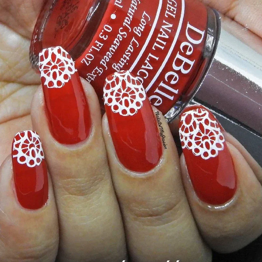 18 Cute and Classy Red and Pink Nail Designs for Every Mood 18 Lace-Inspired Art