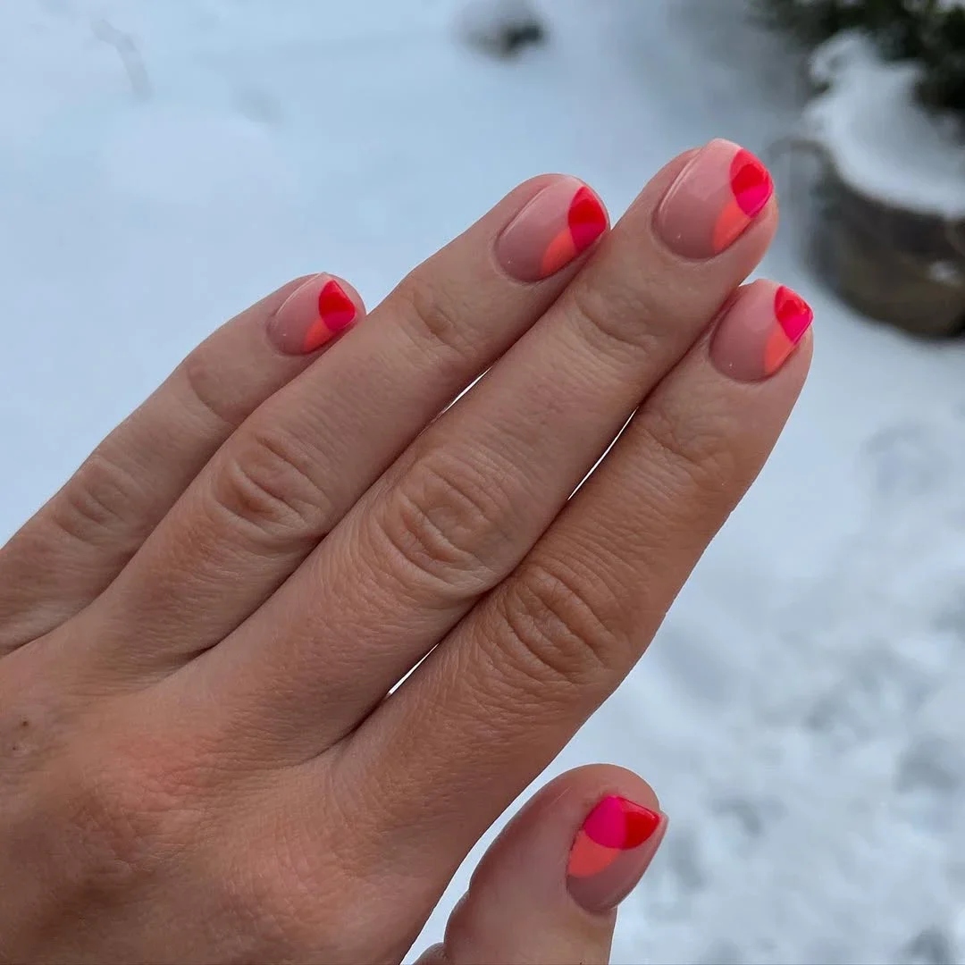 18 Cute and Classy Red and Pink Nail Designs for Every Mood 7 Modern Geometric Art