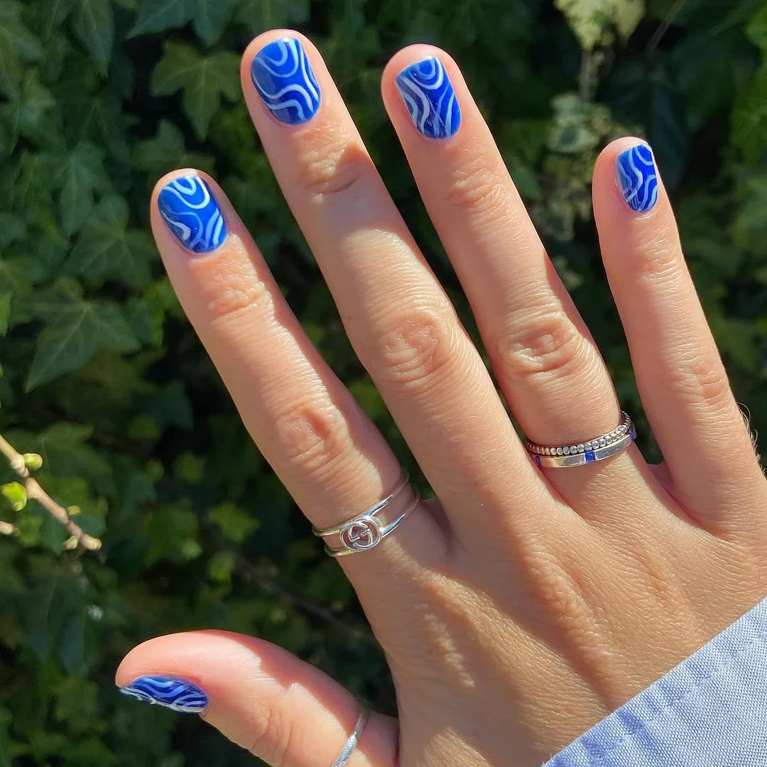 14+ Classy and Chic Blue Nails Ideas to Copy This Year 12 Ocean-Inspired Glossy Blue