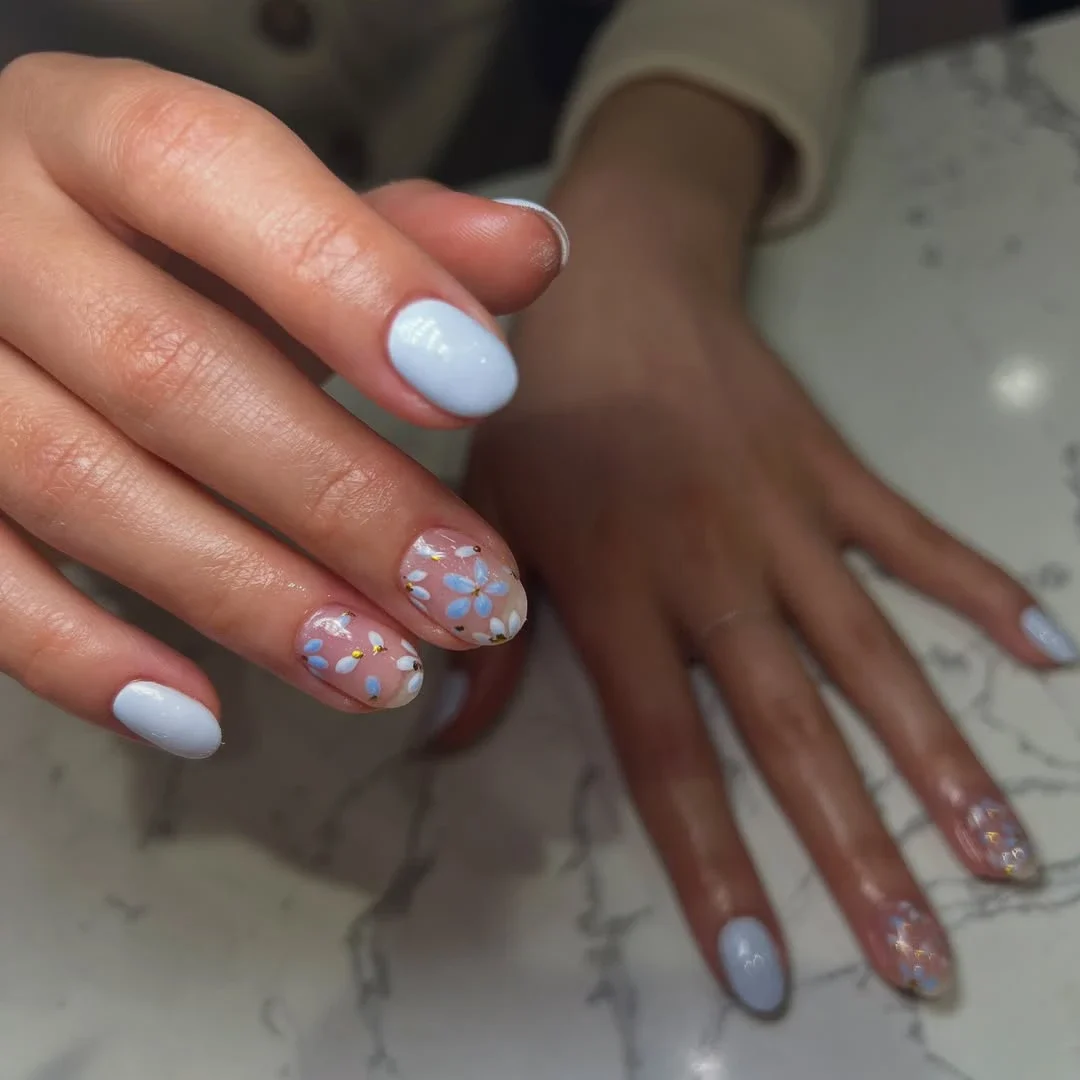14+ Classy and Chic Blue Nails Ideas to Copy This Year 6 Pastel Blue with Minimalist Art