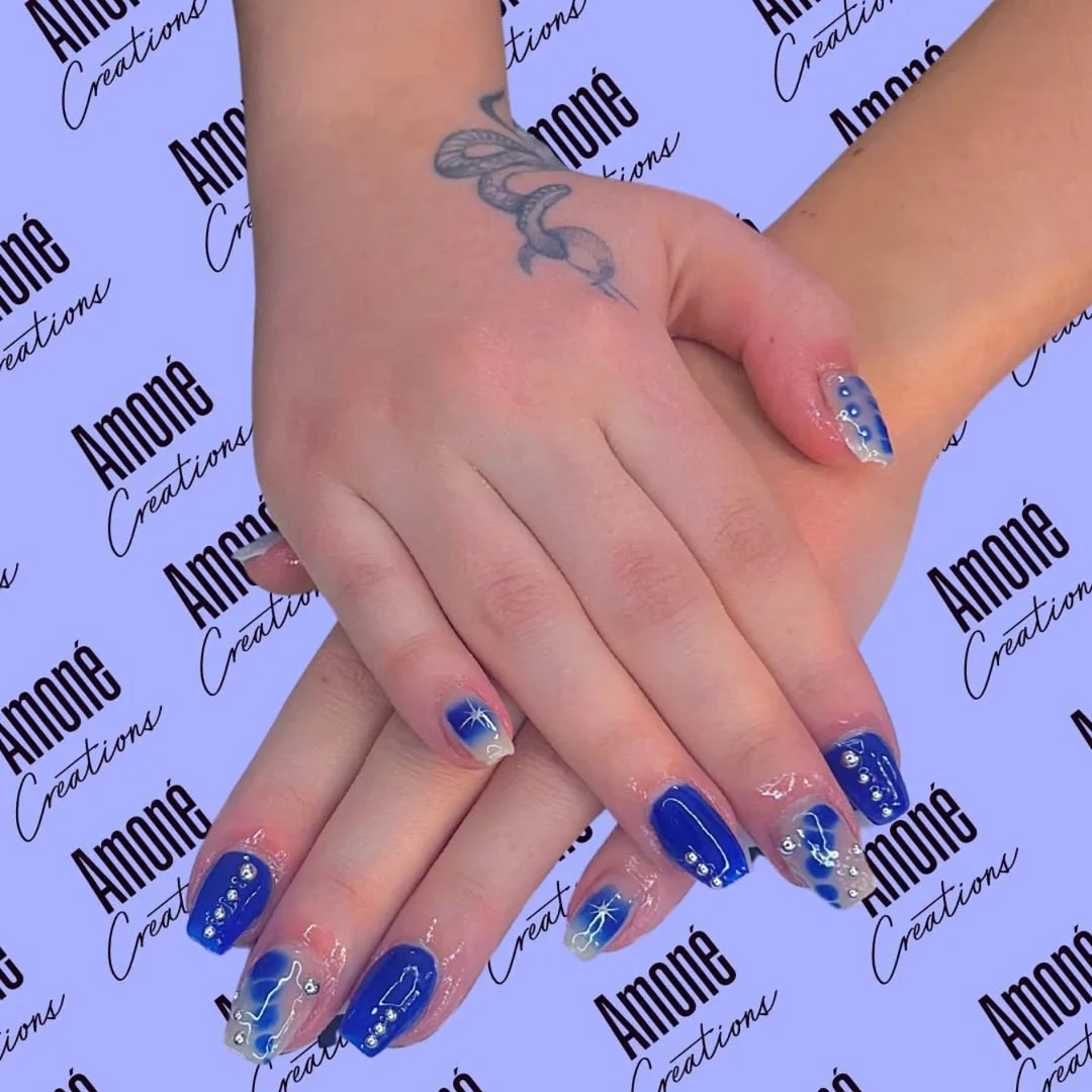14+ Classy and Chic Blue Nails Ideas to Copy This Year 4 Royal Blue with Rhinestone Detailing
