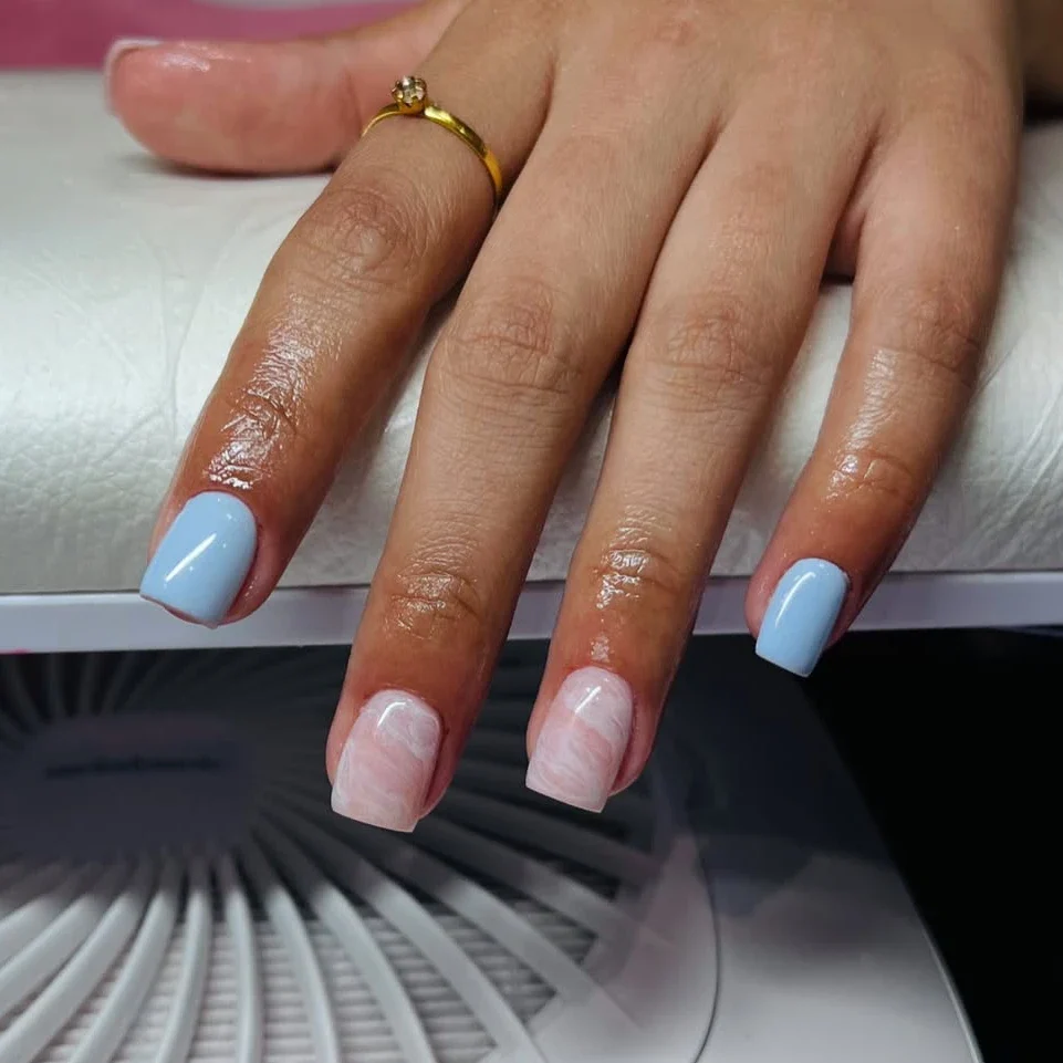 14+ Classy and Chic Blue Nails Ideas to Copy This Year 9 Short Powder Blue Square Nails